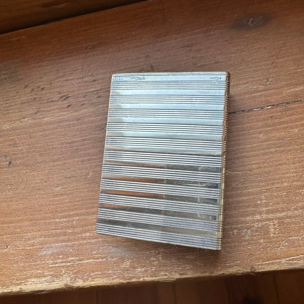✨ Vintage Silver-Plated Matchbook Cover | Ribbed Design | Mid-Century Accessory